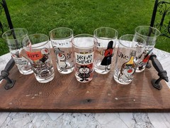 Vtg Mid Century Barware Glasses Characters & Phrases Set of 7 Highball