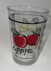 Vintage KIG 7 oz Juice Glasses Tumbler Checker Lemon Apple Indonesia