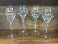 Set of (4) Svend Jensen Empress Clear 8 5/8” Claret Wine Goblets Glasses