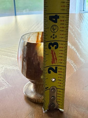 Small Stone Goblet with Chipped Pedestal Base Brown Beige White