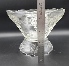Vintage Glass Punch Bowl Grape Vine Party Set with 12 Cups and Stand.