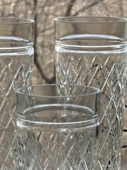 6 Vintage XL Quilted Diamond Cut Ice Tea Tumblers, Anchor Hocking 7.5” Glasses