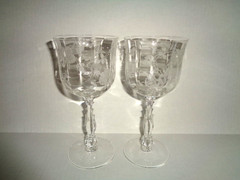 Fostoria WILLOWMERE (2) CRYSTAL GOBLETS WATER GLASSES 7 1/8″ (10 oz)
