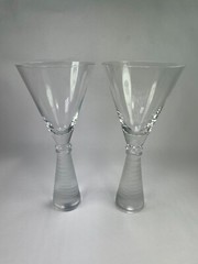 Z Gallerie HTF Martini Margarita Glass Frosted Stem 8 1/2″ T Set of 2 Cup C53