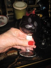 Vintage 4.9” Crystal Burgundy Hand Cut to Clear Burgundy Cordial Glass Set of 5