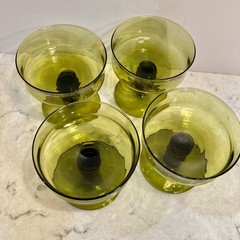 MCM Colony Glass “Richmond Green” 4 Champagne/Sherbet Glasses Hand-Blown Italy