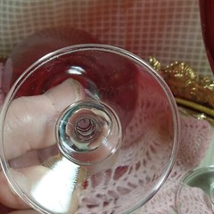 SET 4 Ruby Red Lined Pattern Wine ~ Water~ Clear Stems 7″ TAll ~10 OZ.