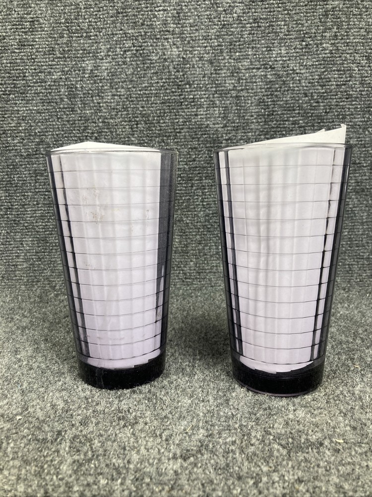 Vintage Lot Of 2 Circleware Purple Amethyst Plum Optic Block Glasses