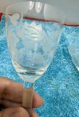 Vintage Set of 3 Etched Cordial Glasses Leaf & Dot Pattern MCM 5.2 in Tall