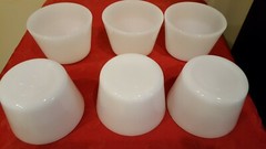 Set of 6 Vintage White Glasbake Custard Cups