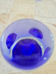 Set 4 BLOCK Liquor Crystal Vodka Glasses 3.75″ RAINY DAY Frosted Cobalt Blue