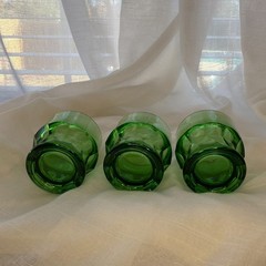 Vintage Mosser Glass Emerald Green Georgian Honeycomb 3 inch Tumblers – Set of 3