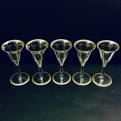5 Vtg Tiffin Aperitif Glass Franciscan Minton Liquor Cordial Glasses Gold Rim