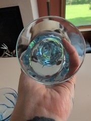 Set Of 4 Vintage Fostoria Jamestown Blue Swirl 5-7/8″ Footed Goblets Excellent