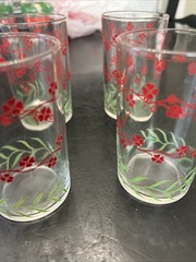 4 small vintage clear juice glasses Pattern