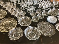 A Early 20th c Group of 104 Pieces of McKee Glass Clear Rock Crystal Stemware