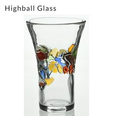 (4) FRESH by Global Amici Italy 13oz Hand Blown Highball Mosaic Gift *READ*