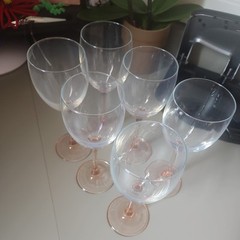 Le Vin Rose Lot Of 6 Luminarc France Peach Pink Stemmed Wine Glasses Goblets