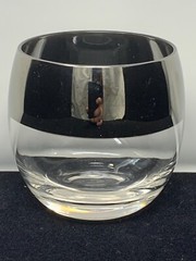 Cool Set of 7 MCM Dorothy Thorpe Wide Silver Band Roly Poly Glasses – 11 ounce