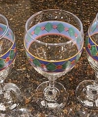 SET (4) Pfaltzgraff AMALFI CLASSIC 12 oz Glass Wine Goblets/Glasses
