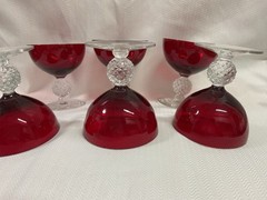 Vintage Morgantown set of 6 Spanish Red Golf Ball Sherbet Coupe Glasses 4 1/8”