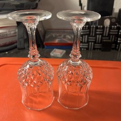 Set of 2 Vintage Cristal D’Arques-Durand Longchamp Crystal Wine Glasses 6.5” H