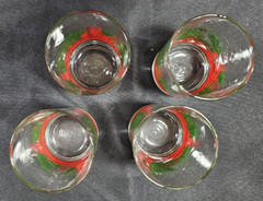 Vintage Libbey Glasses Tumblers Set of 4 Holly Berry and Red Ribbon 12oz 5″ Tall