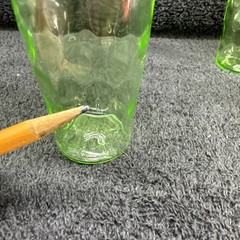 Uranium Glass Dot Optic Juice Glasses 4” UV Glow LOT of 10 **QUICK SHIP