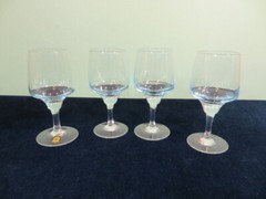 Set of 4 Vintage Sasaki Crystal Harmony Azure Blue 5″ Wine Glasses Glass 1976