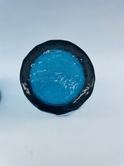 Vintage Mid Century Teal Blue Tumblers Drinking Glasses Set Of 2