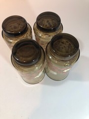 Vintage 1950s Set of 4 Libby Juice Glasses- Smoked Glass with Roses and Leaves