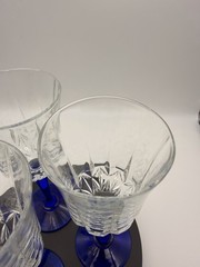 3 Vintage St George American Heritage Cobalt Blue Wine Glasses