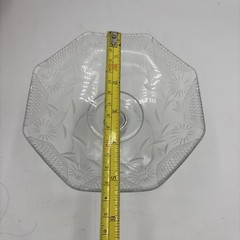 Clear Glass Etched Flower Pattern Footed Bowl Compote Candy Dish