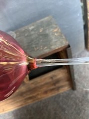 Large balloon tall wine Neiman Marcus red cranberry glasses set of 4 Glass