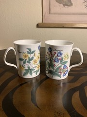 Queensway Fine Bone China Garden Flowers Mug Set Of 2 Made In England