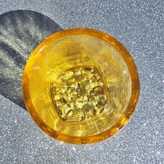 🍋 Heavy Bottom Scuffs 🍋 Citrus On The Rocks Glass 🍋 Signed 🍋 Fire and Light
