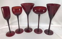 5- Ruby Red Party Cocktail Glasses – Martini, Champagne – Home Decor- Christmas 