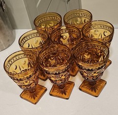 Indiana Glass Colony Park Lane Amber Glass Wine Or Cordial Goblets Set Of 8