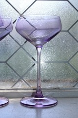 4 Vintage Godinger Lilac Purple Tall Champagne Coupe Glasses