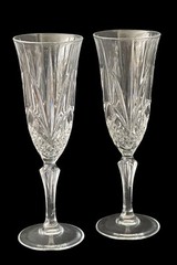 Set Cristal De Flandre 24% Lead Crystal Fluted Champagne Glasses made in FRANCE