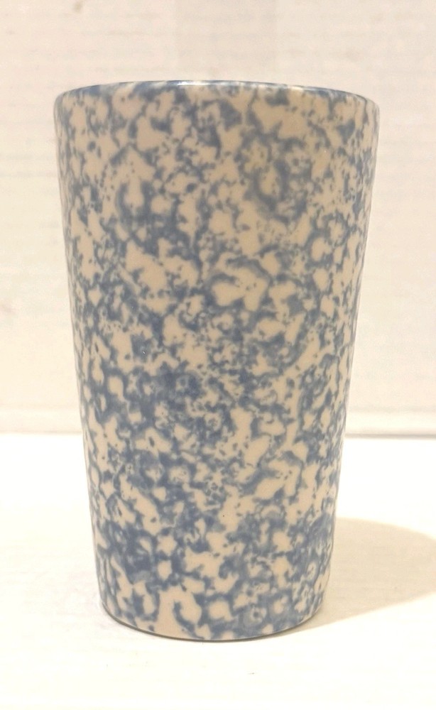 Vintage Gerald Henn Blue And White Spongeware Pottery 16oz Tumbler