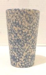 Vintage Gerald Henn Blue And White Spongeware Pottery 16oz Tumbler