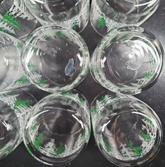 9 Libbey Snowy Evergreen White Trees Old Fashioned Set Vintage Drink Tumbler Lot