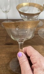 4 Vintage Tall Champagne Gold Encrusted Minton Type Band Unknown Manufacturer
