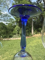 4 Lenox Crystal Wine Glasses Cobalt Blue Stemmed Dual Swag Draped Gold Rim 1996