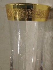 Murano Engraved Hand Blown Glass Wine Glass 16,5cm Clear Medici Gold Trim
