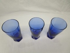 Vintage Lot of 3 Anchor Hocking Sybil Cobalt Blue Tumbler Glasses 15.5 oz ea