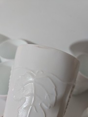 Vintage Set Of 8 Indiana White Milk Glass Tea Tumblers Colony Harvest Grape