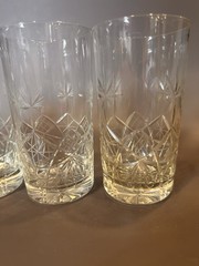 Set 4 Beautiful Vintage 5-1/4” Crystal Cut Glasses Tumblers Starburst