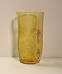 Anchor Hocking Amber Yellow Gold «Spring Song Daisy» Drinking Glass/Tumbler 14oz